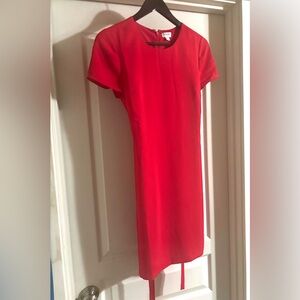 J.Crew Dark Pink/Coral/Raspberry Tie Waist Sheath Dress Short Sleeve Size 2